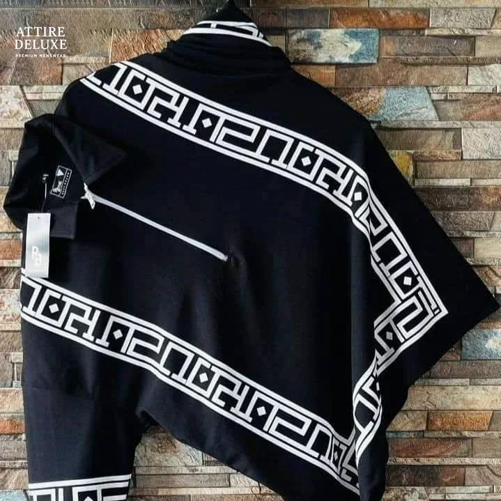 "Signature Zip Style T-Shirt with Geometric Design"