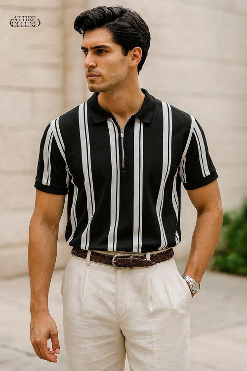 "Heritage Zip-Collar Knit – Timeless Old Money Edition"
