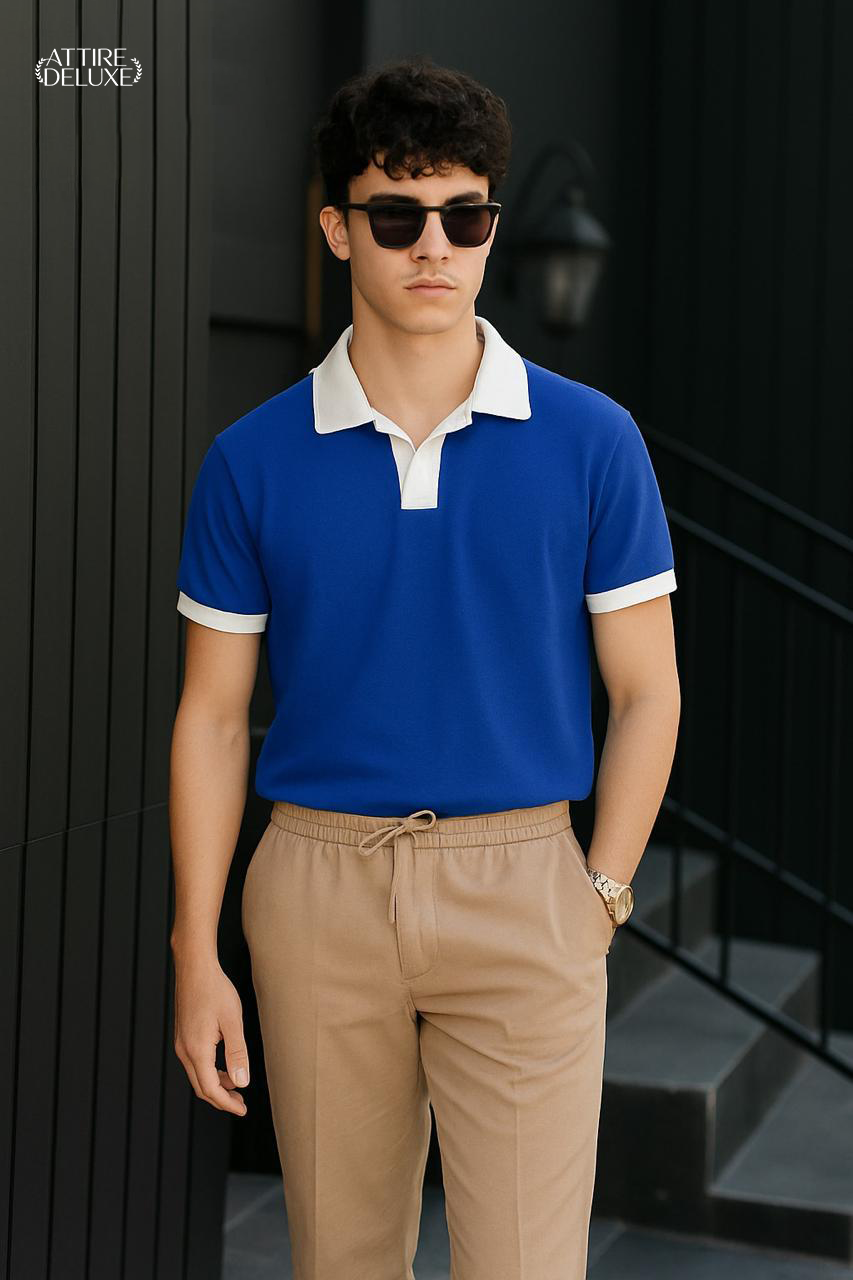 "Elite Edge:  Contrast Collar Polo for the Modern Man"