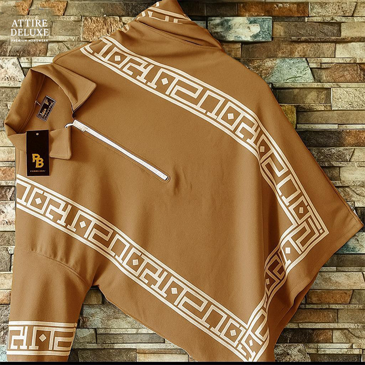"Signature Zip Style T-Shirt with Geometric Design"