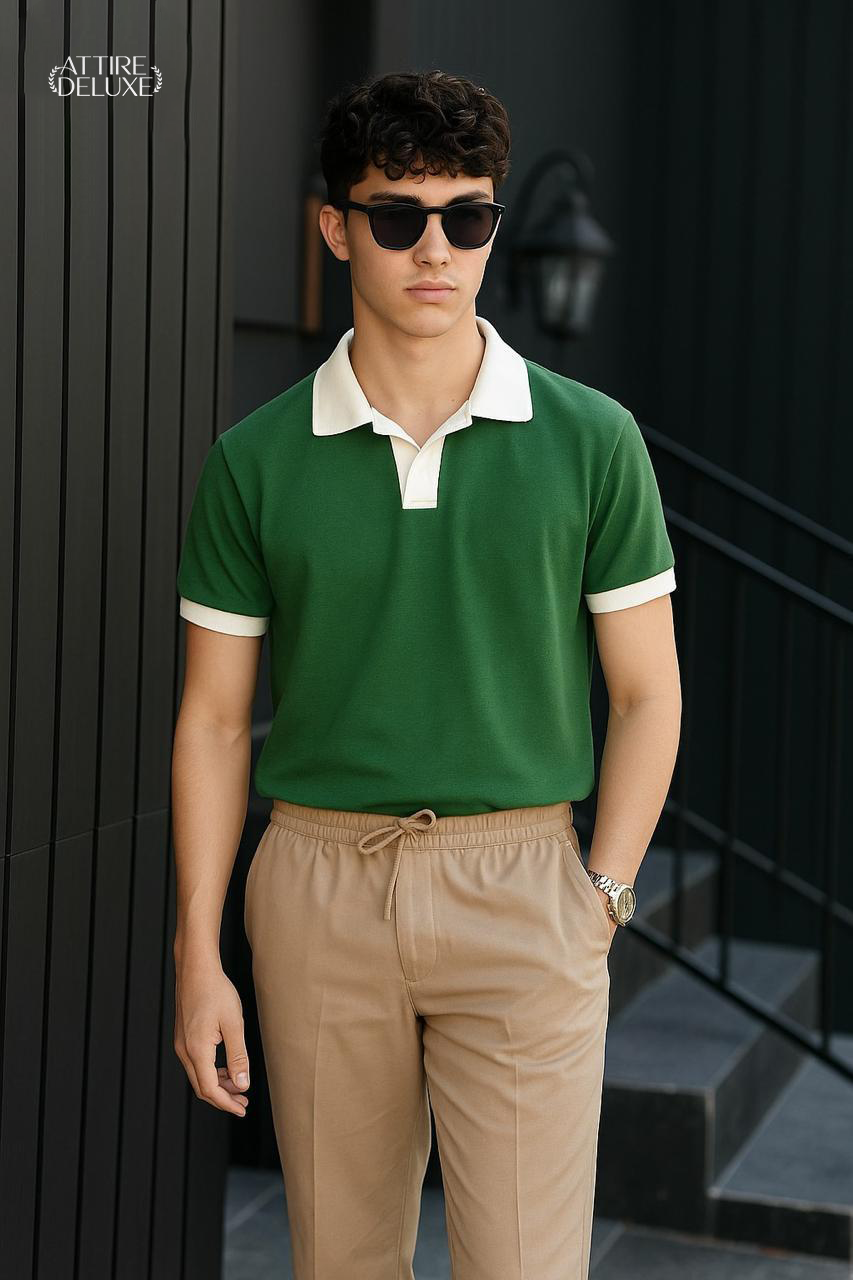 "Elite Edge:  Contrast Collar Polo for the Modern Man"