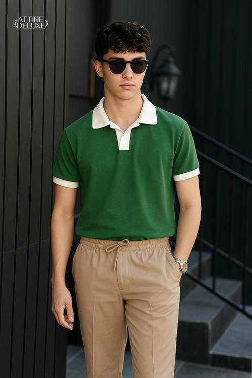 "Elite Edge:  Contrast Collar Polo for the Modern Man"