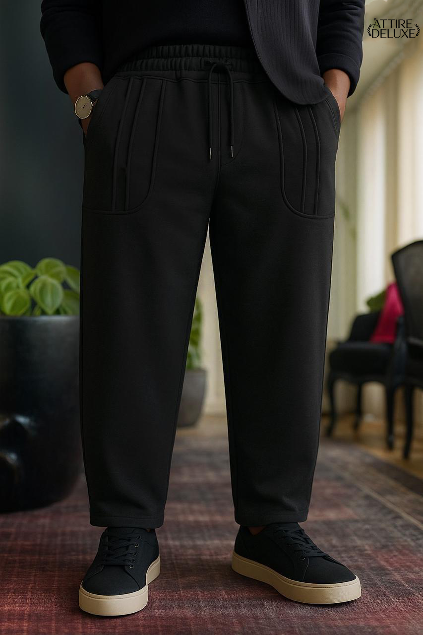 Modern Relaxed-Fit Baggy Trousers with Drawstring Detail
