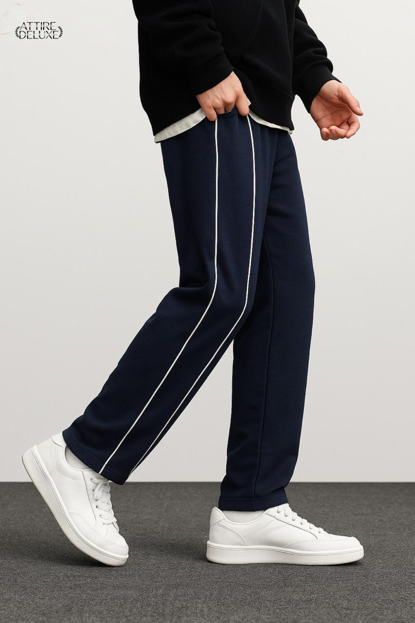 Sleek Side-Stripe Straight-Leg Trousers for Everyday Comfort