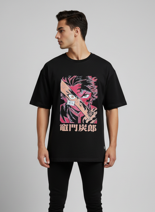 Anime Hero Energy Premium Oversized Drop Shoulder T-Shirt for Men | Bold Japanese Graphic Streetwear Tee Inspired by My Hero Academia